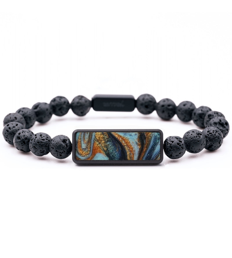 Lava Bead ResinArt Bracelet - Bill (Teal & Gold, 794681)