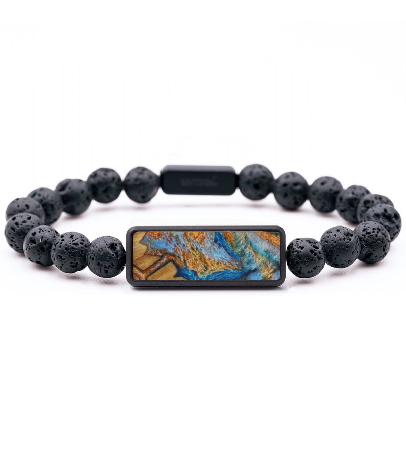 Lava Bead ResinArt Bracelet - Edna (Teal & Gold, 794683)
