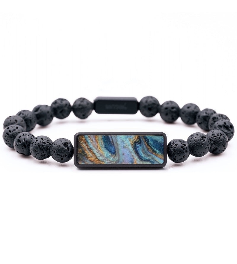Lava Bead ResinArt Bracelet - Kelsey (Teal & Gold, 794694)