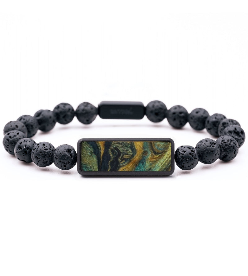 Lava Bead ResinArt Bracelet - Freddie (Teal & Gold, 794702)