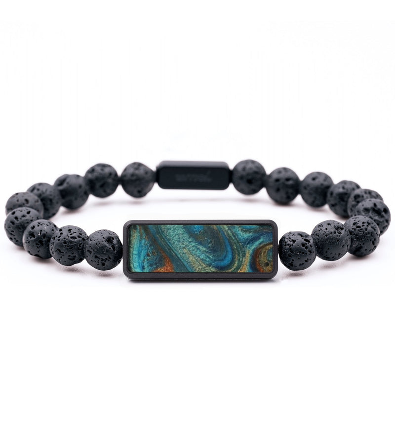 Lava Bead ResinArt Bracelet - Chris (Teal & Gold, 794703)