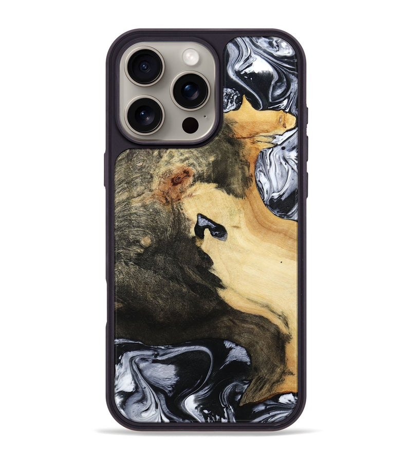 iPhone 16 Pro Max Wood Phone Case - Orpha (Black & White, 794935)