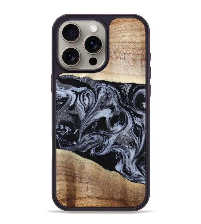 iPhone 16 Pro Max Wood Phone Case - Sheree (Black & White, 794940)