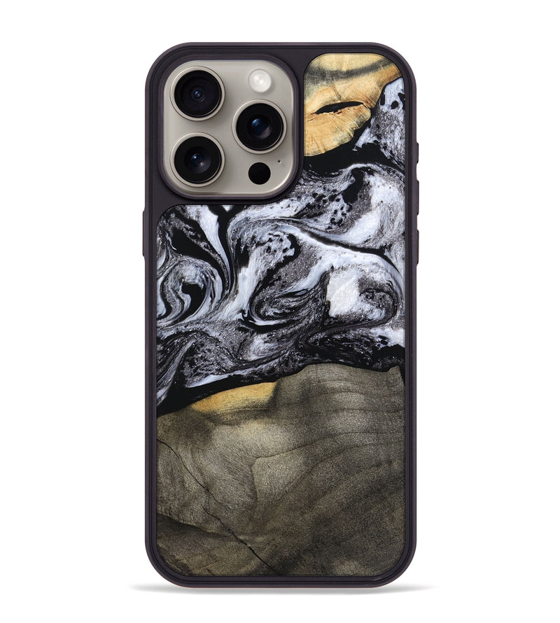 iPhone 15 Pro Max Wood Phone Case - Yaritza (Black & White, 794949)