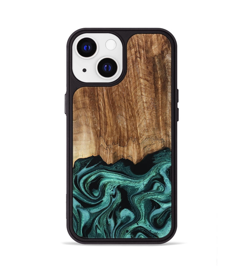 iPhone 13 Wood Phone Case - Dahlia (Green, 795076)
