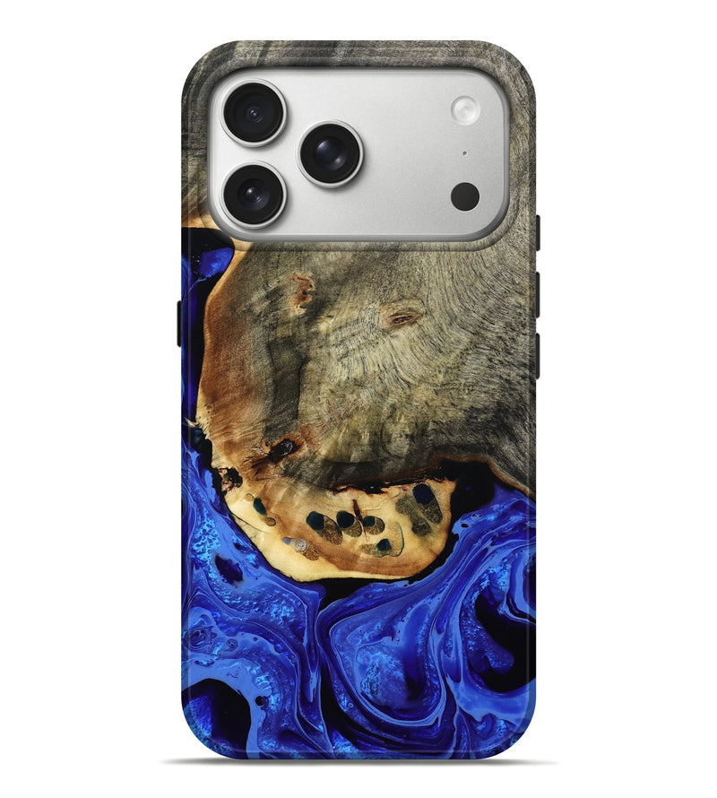iPhone 17 Pro Max Wood Live Edge Phone Case - Delmer (Blue, 795109)