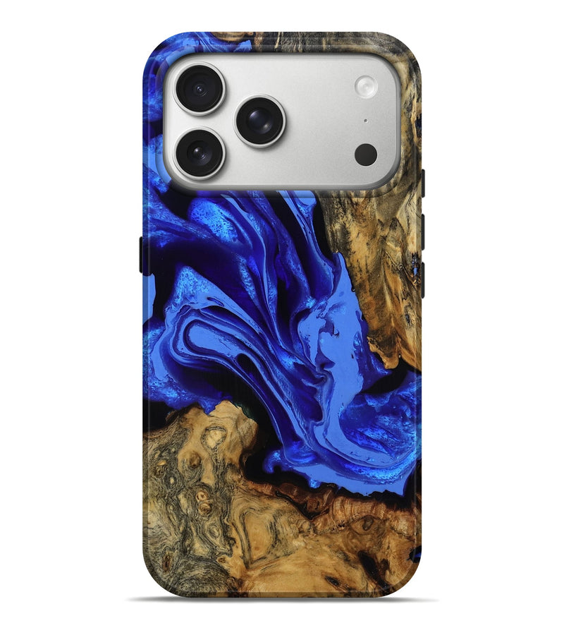 iPhone 17 Pro Max Wood Live Edge Phone Case - Mattie (Blue, 795119)