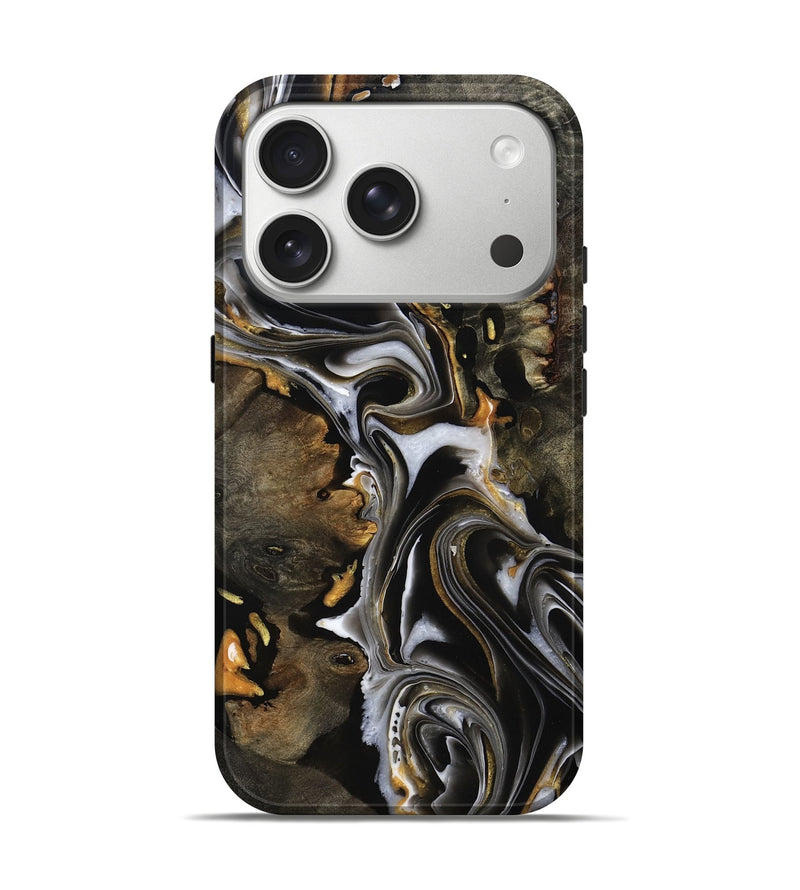 iPhone 17 Pro Wood Live Edge Phone Case - Eunice (Black & White, 795131)