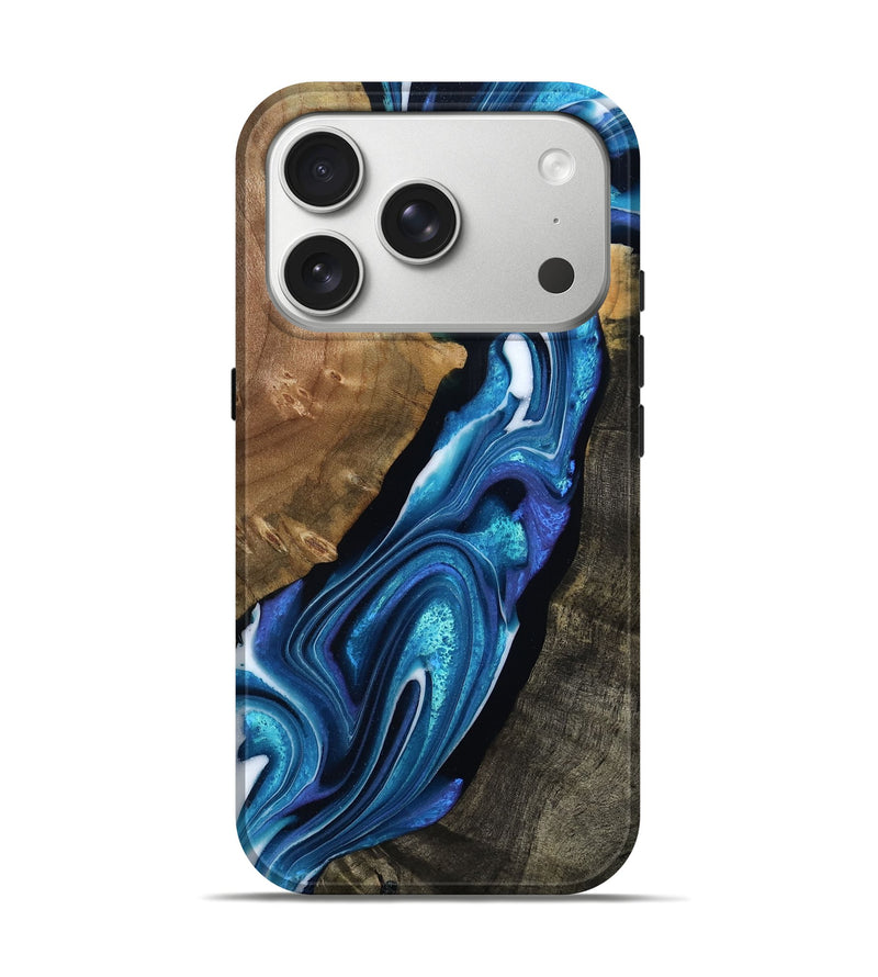 iPhone 17 Pro Wood Live Edge Phone Case - Alianna (Blue, 795132)