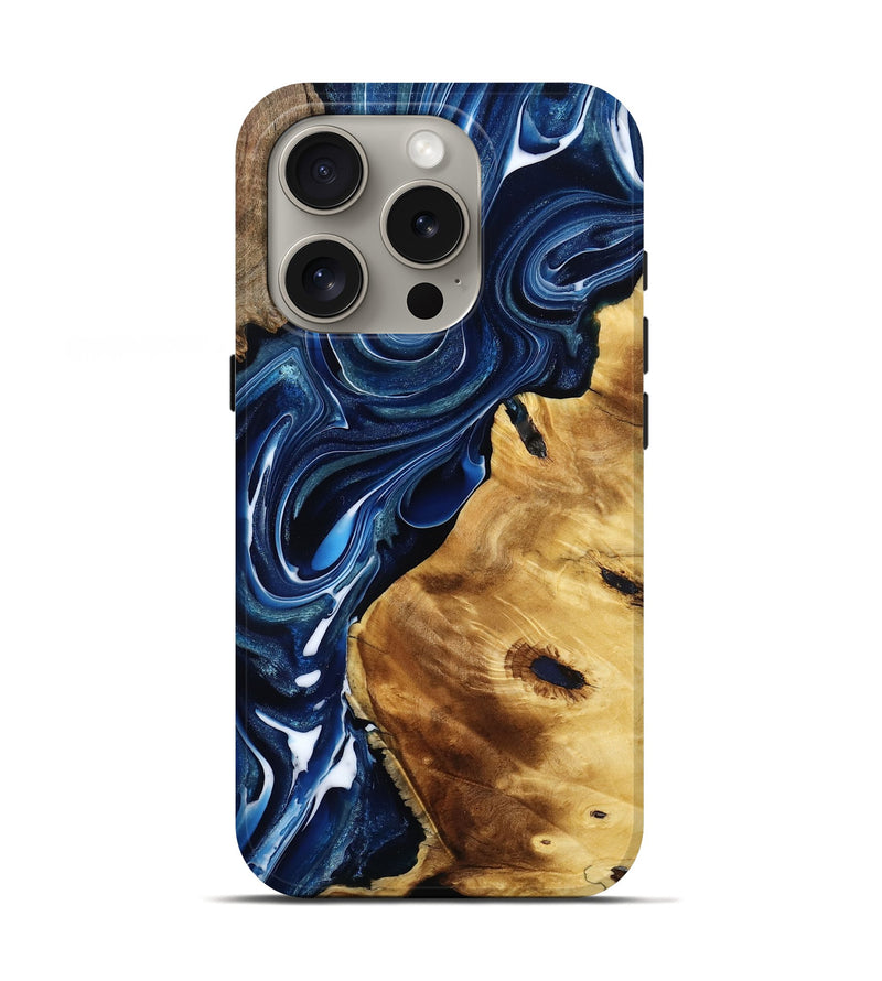 iPhone 16 Pro Wood Live Edge Phone Case - Zella (Blue, 795133)