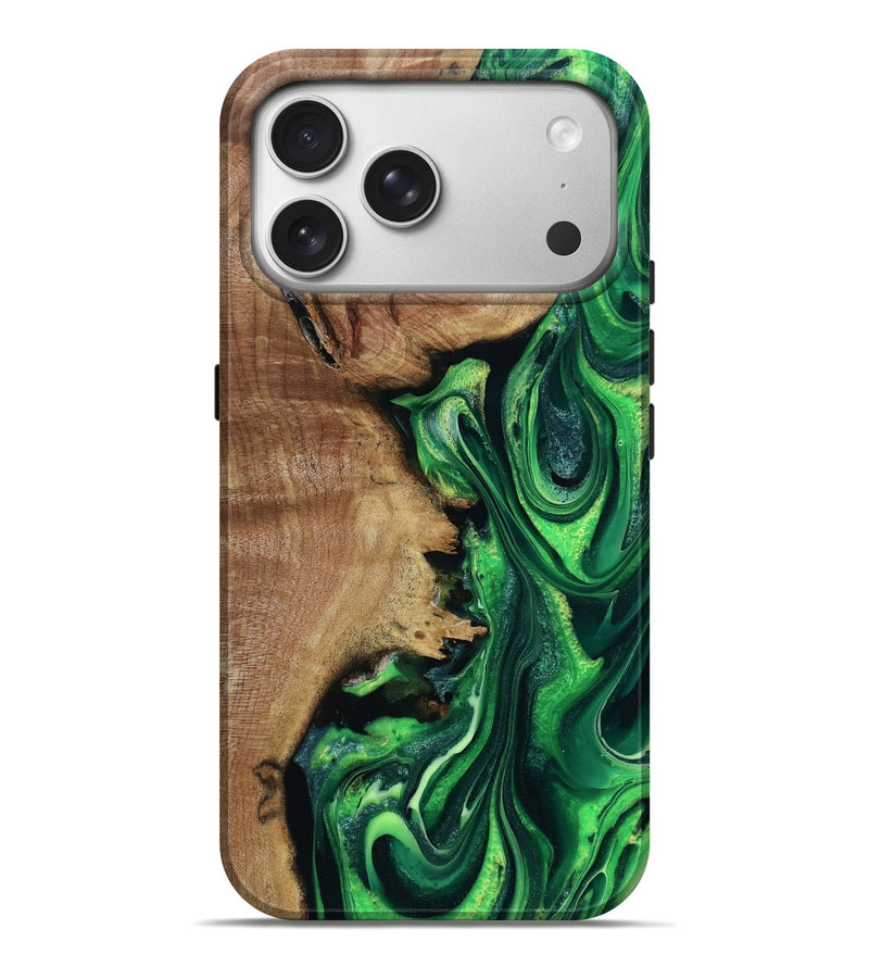 iPhone 17 Pro Max Wood Live Edge Phone Case - Kalyn (Green, 795135)