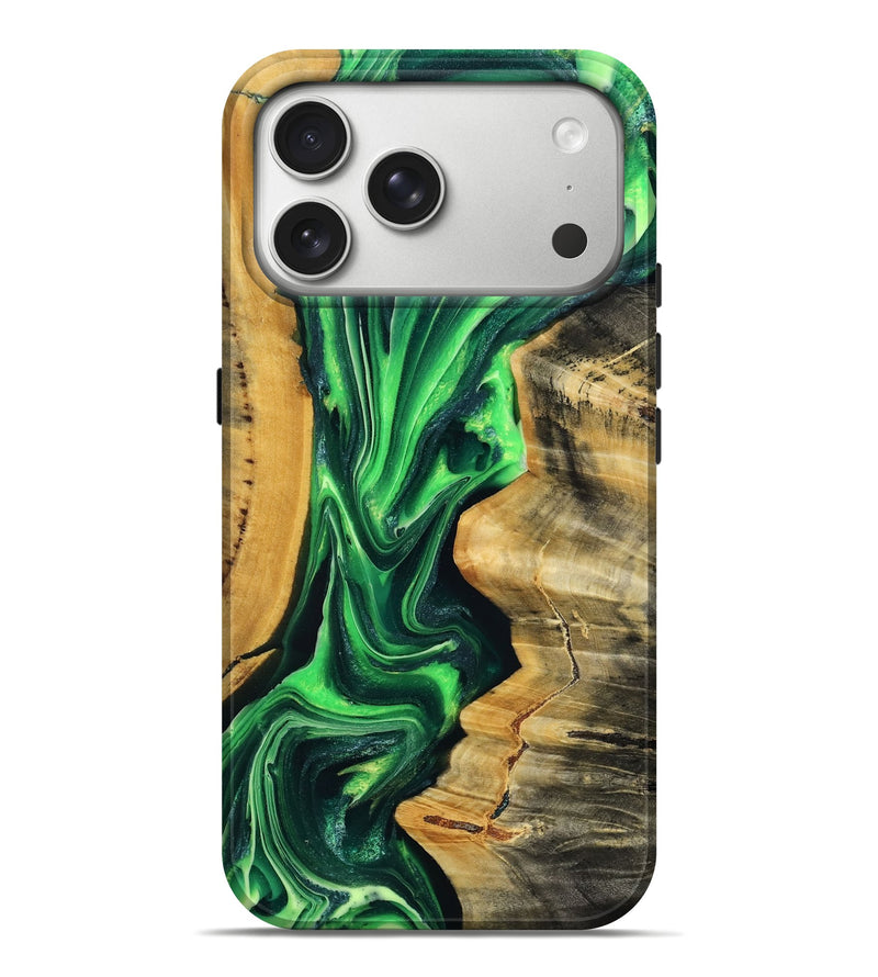 iPhone 17 Pro Max Wood Live Edge Phone Case - Tonya (Green, 795136)