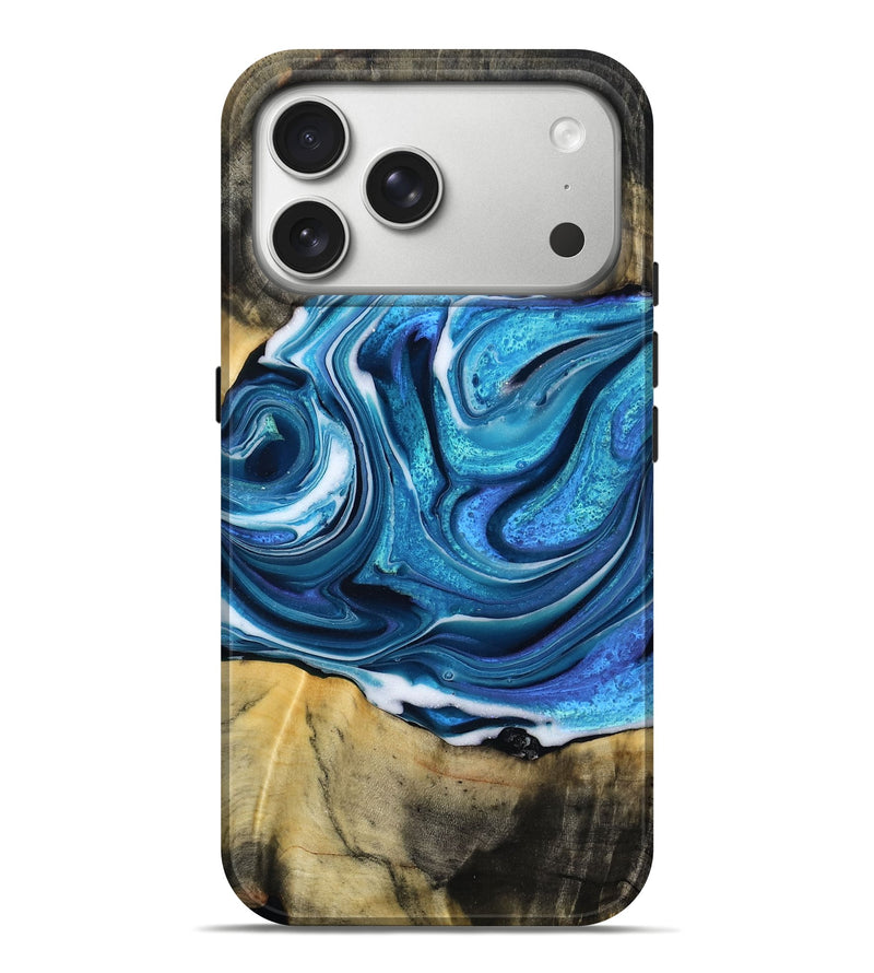 iPhone 17 Pro Max Wood Live Edge Phone Case - Maxie (Blue, 795142)
