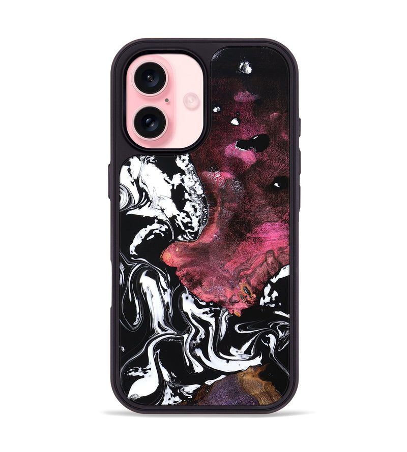iPhone 16 Wood Phone Case - Pat (Black & White, 795271)