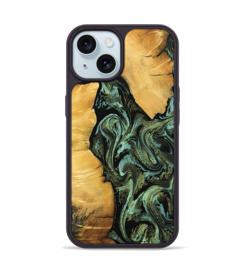 iPhone 15 Wood Phone Case - Kisha (Green, 795347)