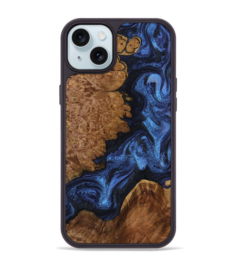 iPhone 15 Plus Wood Phone Case - Aydan (Blue, 795363)