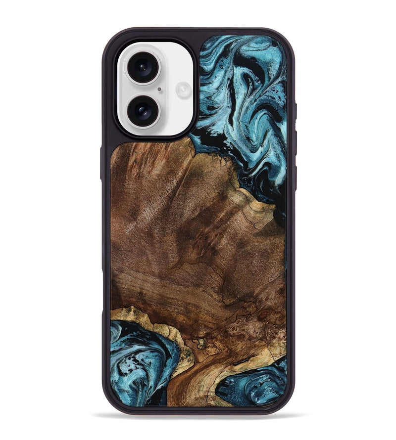 iPhone 16 Plus Wood Phone Case - Celine (Blue, 795369)