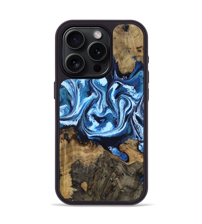 iPhone 15 Pro Wood Phone Case - Raheem (Blue, 795373)