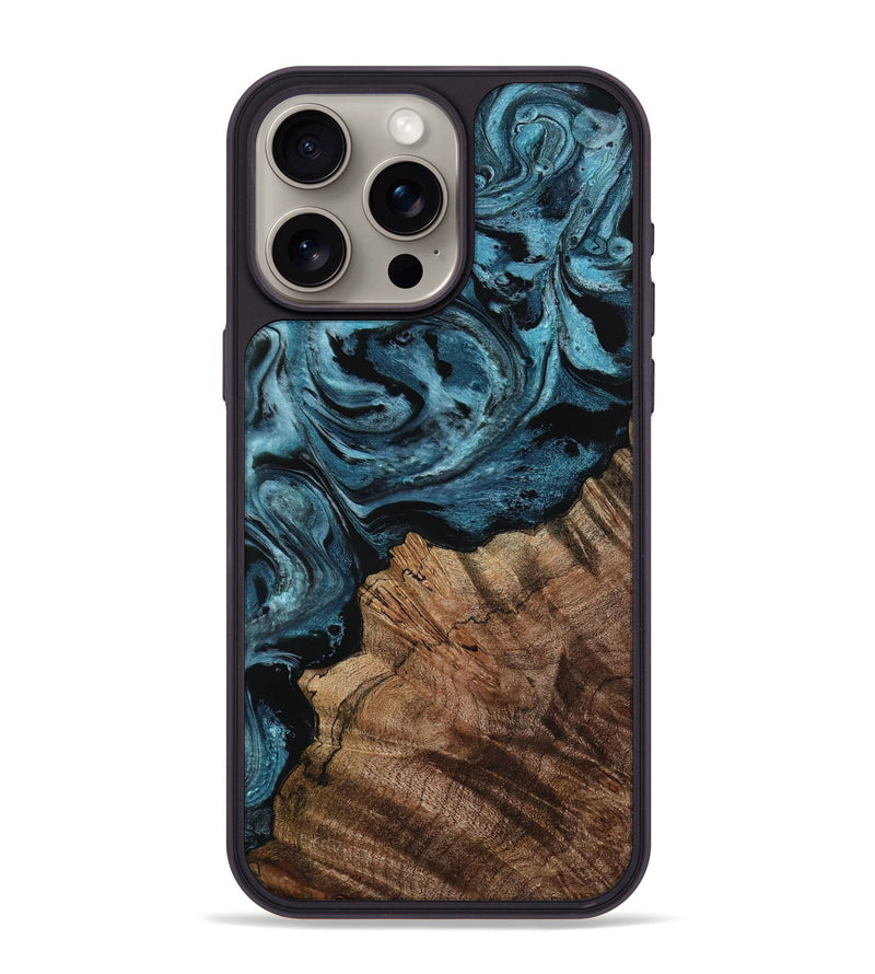 iPhone 15 Pro Max Wood Phone Case - Cierra (Blue, 795401)