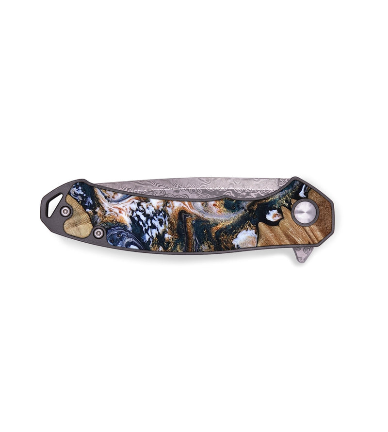 EDC Wood Pocket Knife - Mahala (Teal & Gold, 795414)