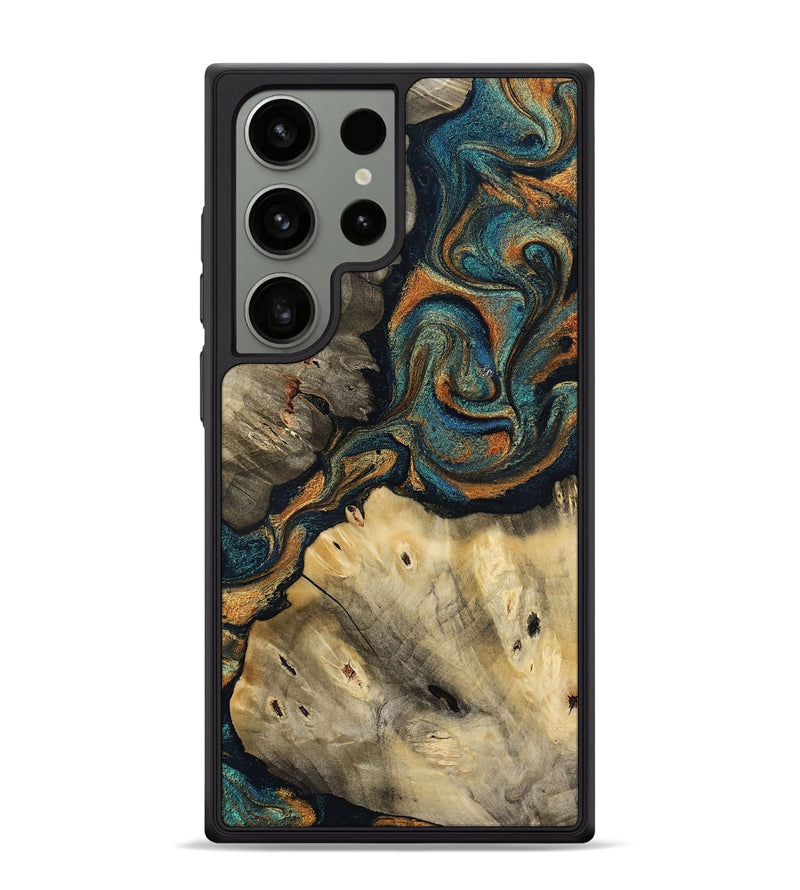 Galaxy S24 Ultra Wood Phone Case - Morris (Teal & Gold, 795415)
