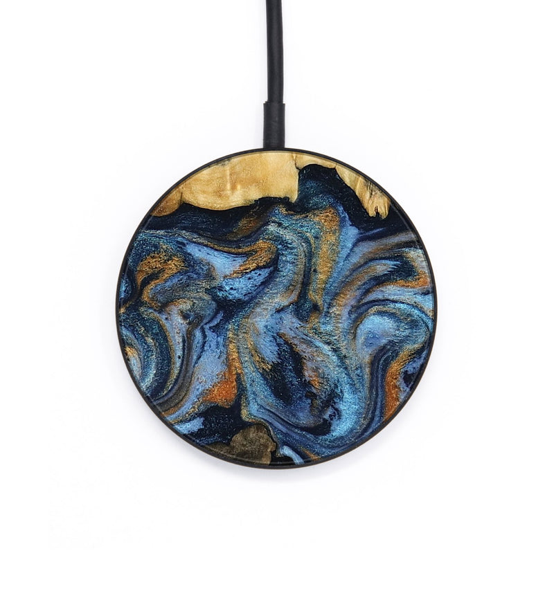 Circle Wood Wireless Charger - Milford (Teal & Gold, 795437)