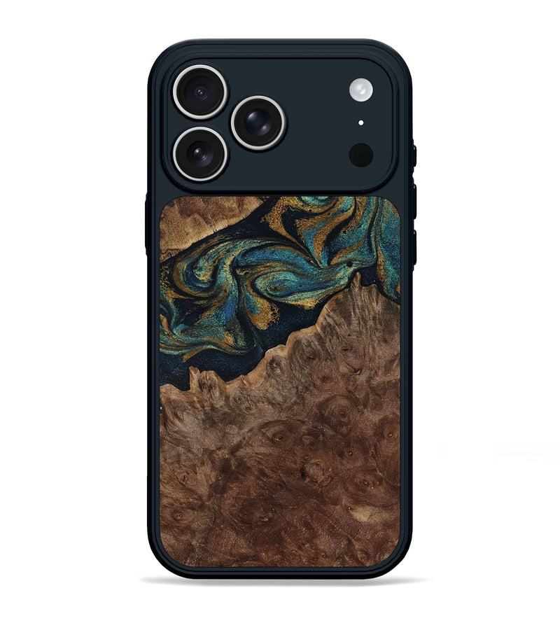 iPhone 17 Pro Max Wood Phone Case - Fatima (Teal & Gold, 795439)