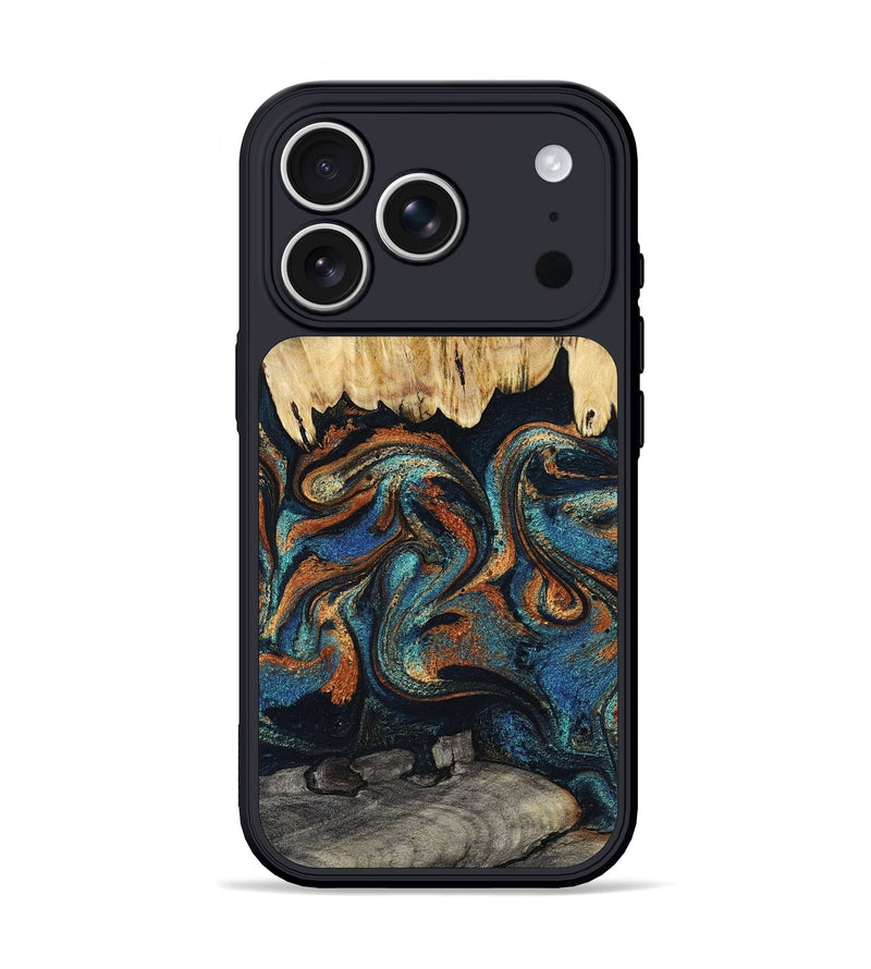 iPhone 17 Pro Wood Phone Case - Abdiel (Teal & Gold, 795447)