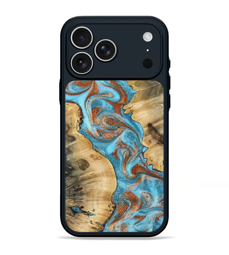 iPhone 17 Pro Max Wood Phone Case - Cash (Teal & Gold, 795449)