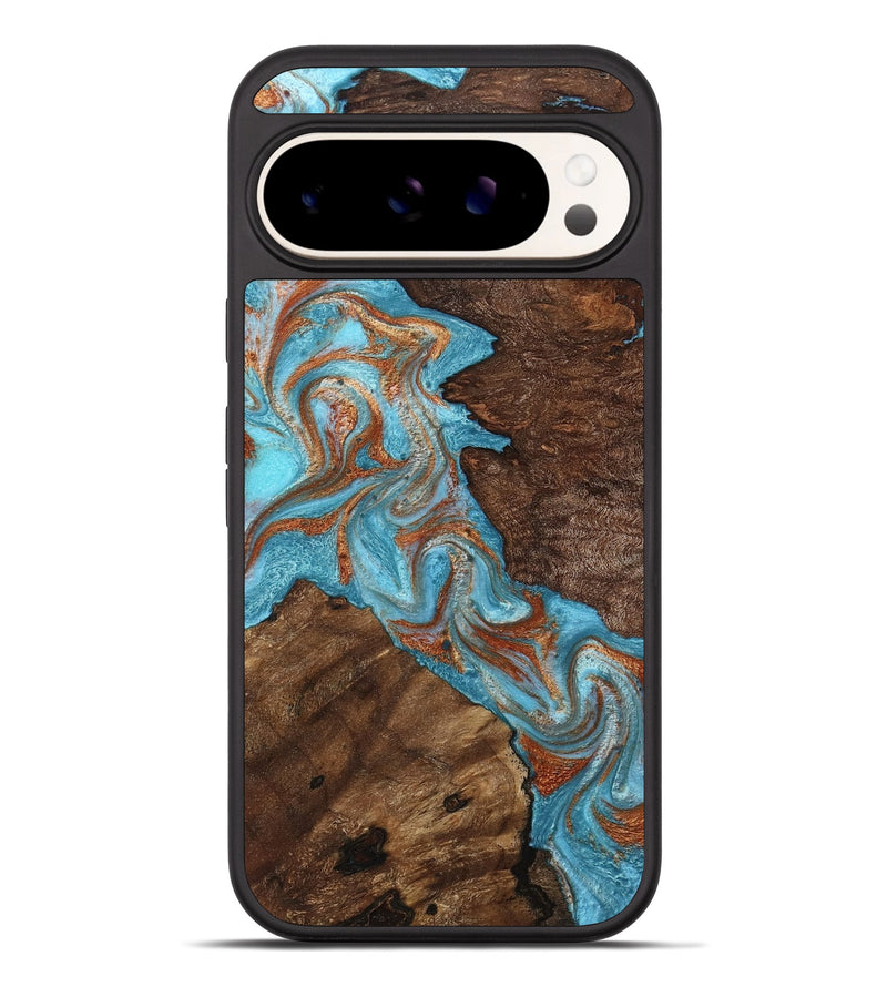 Pixel 10 Pro XL Wood Phone Case - Sutton (Teal & Gold, 795450)