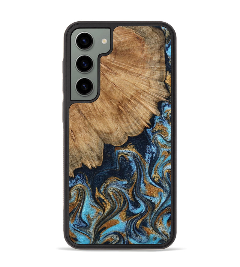 Galaxy S23 Plus Wood Phone Case - Suzette (Teal & Gold, 795458)