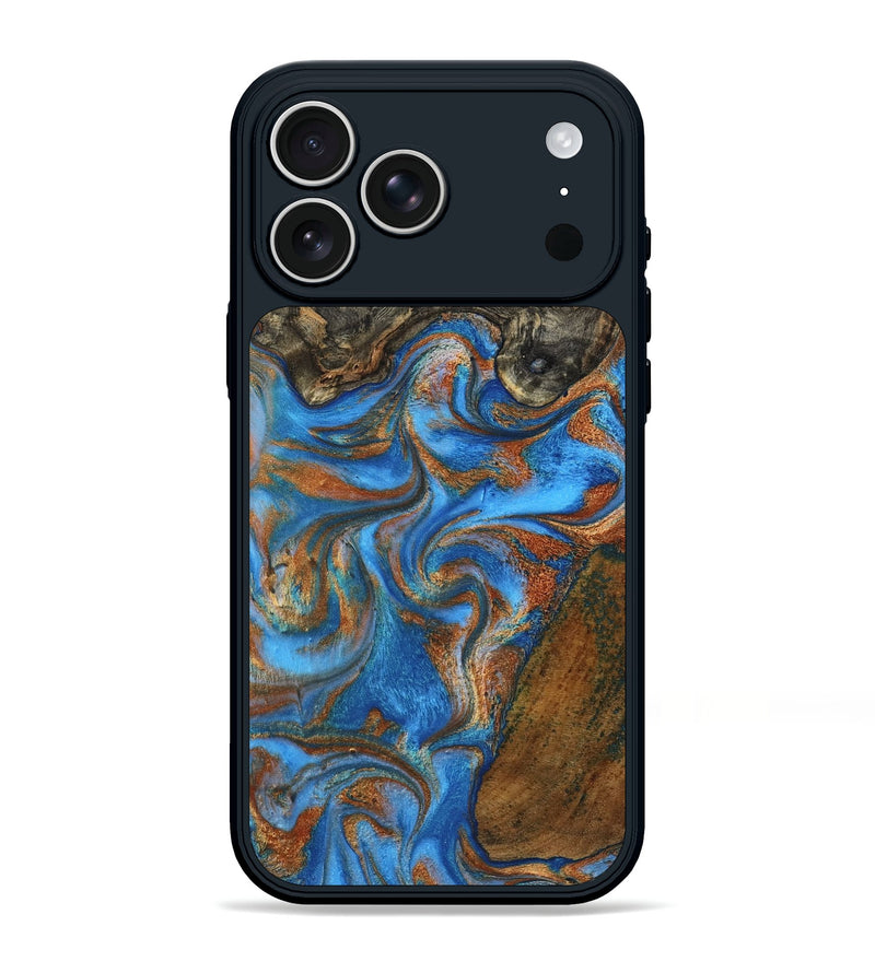 iPhone 17 Pro Max Wood Phone Case - Matthew (Teal & Gold, 795461)