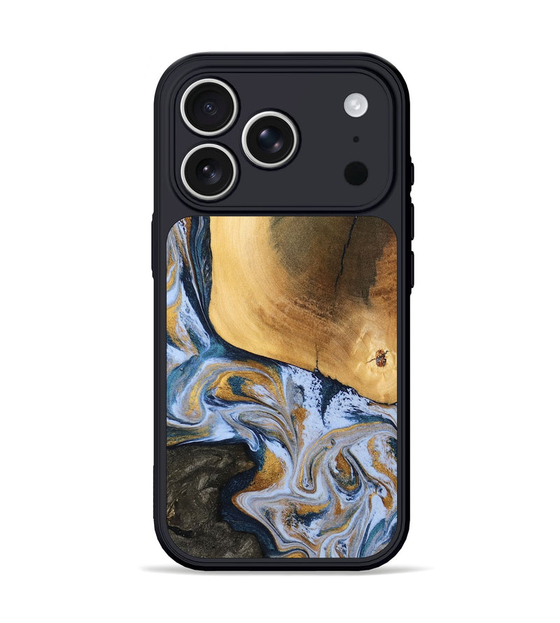 iPhone 17 Pro Wood Phone Case - Jordyn (Teal & Gold, 795462)