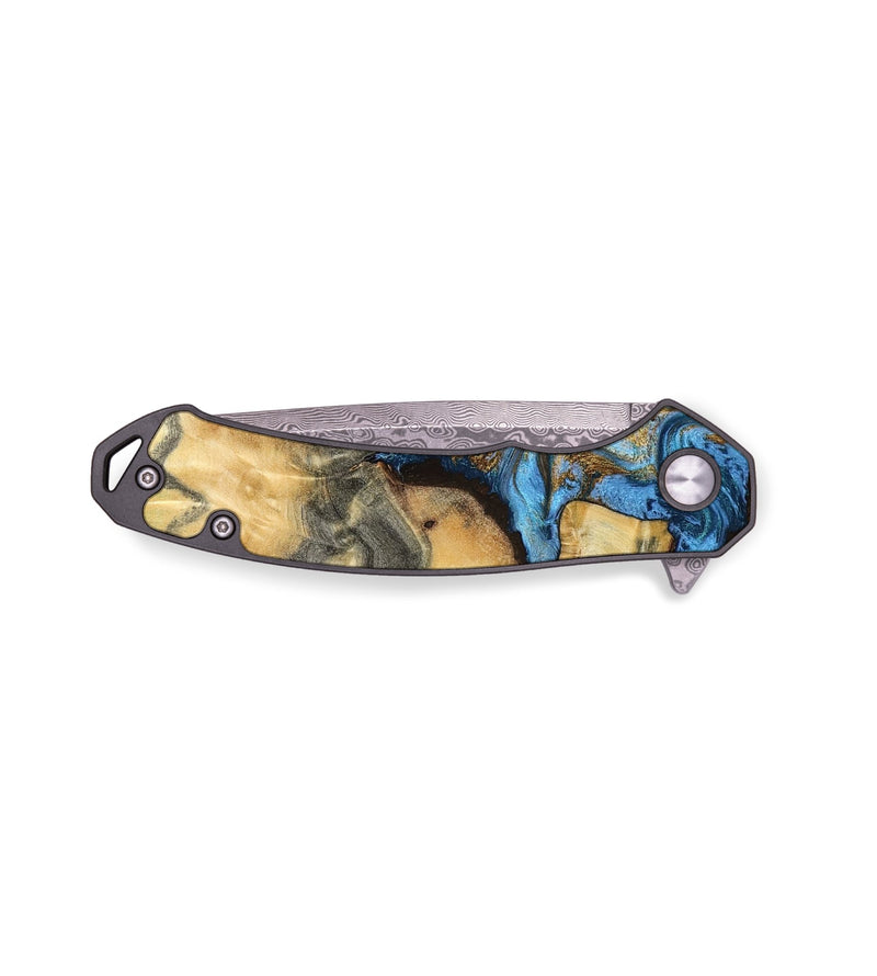 EDC Wood Pocket Knife - Erika (Teal & Gold, 795464)