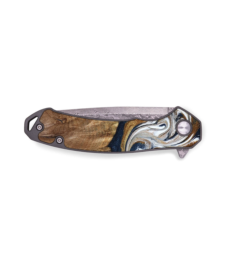 EDC Wood Pocket Knife - Zackery (Teal & Gold, 795466)