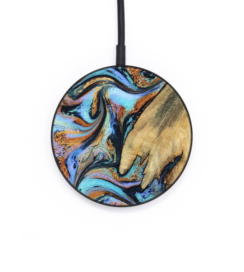 Circle Wood Wireless Charger - Tariq (Teal & Gold, 795469)