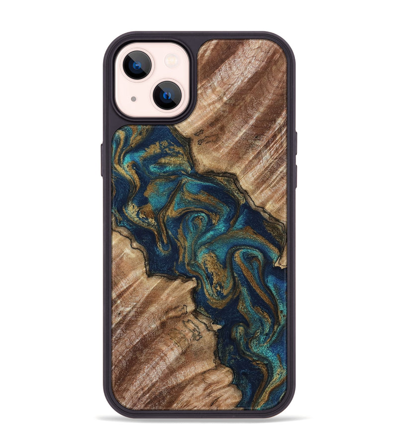 iPhone 14 Plus Wood Phone Case - Leslie (Teal & Gold, 795470)
