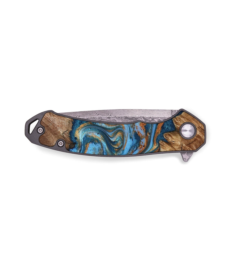 EDC Wood Pocket Knife - Clarice (Teal & Gold, 795471)