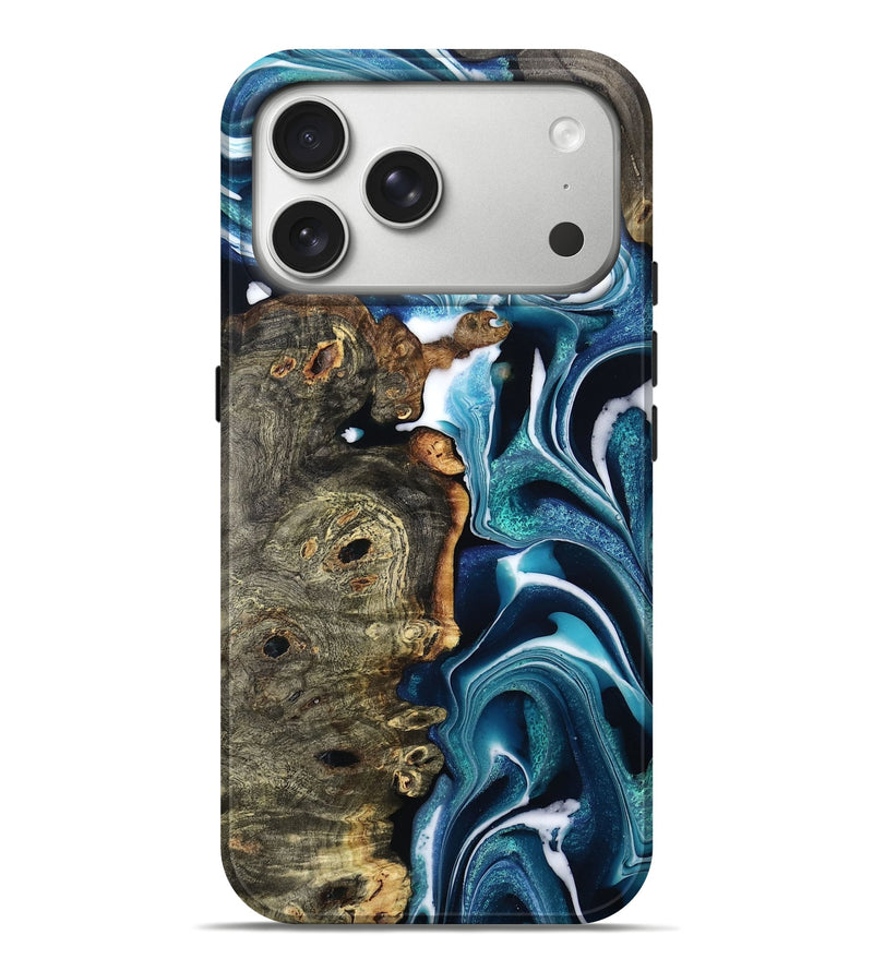 iPhone 17 Pro Max Wood Live Edge Phone Case - Alicia (Blue, 795565)