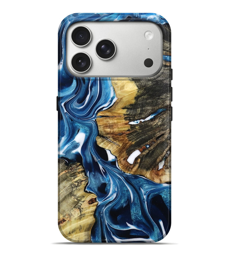 iPhone 17 Pro Max Wood Live Edge Phone Case - Mya (Blue, 795567)