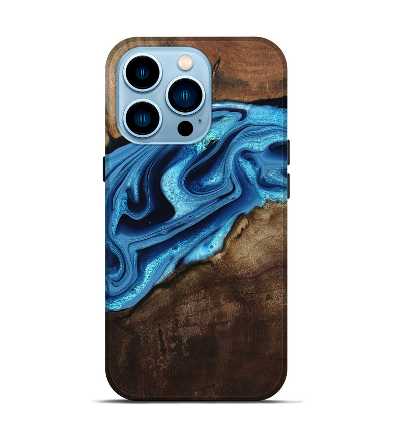 iPhone 14 Pro Wood Live Edge Phone Case - Raul (Blue, 795572)