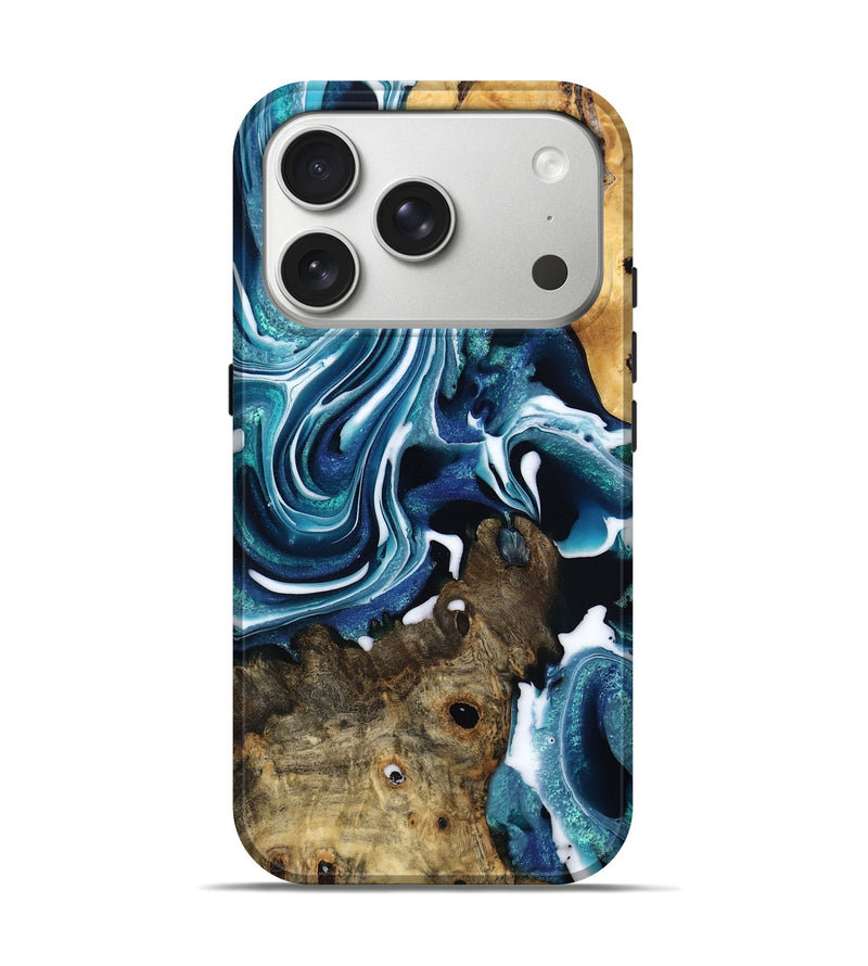 iPhone 17 Pro Wood Live Edge Phone Case - Birdie (Blue, 795575)