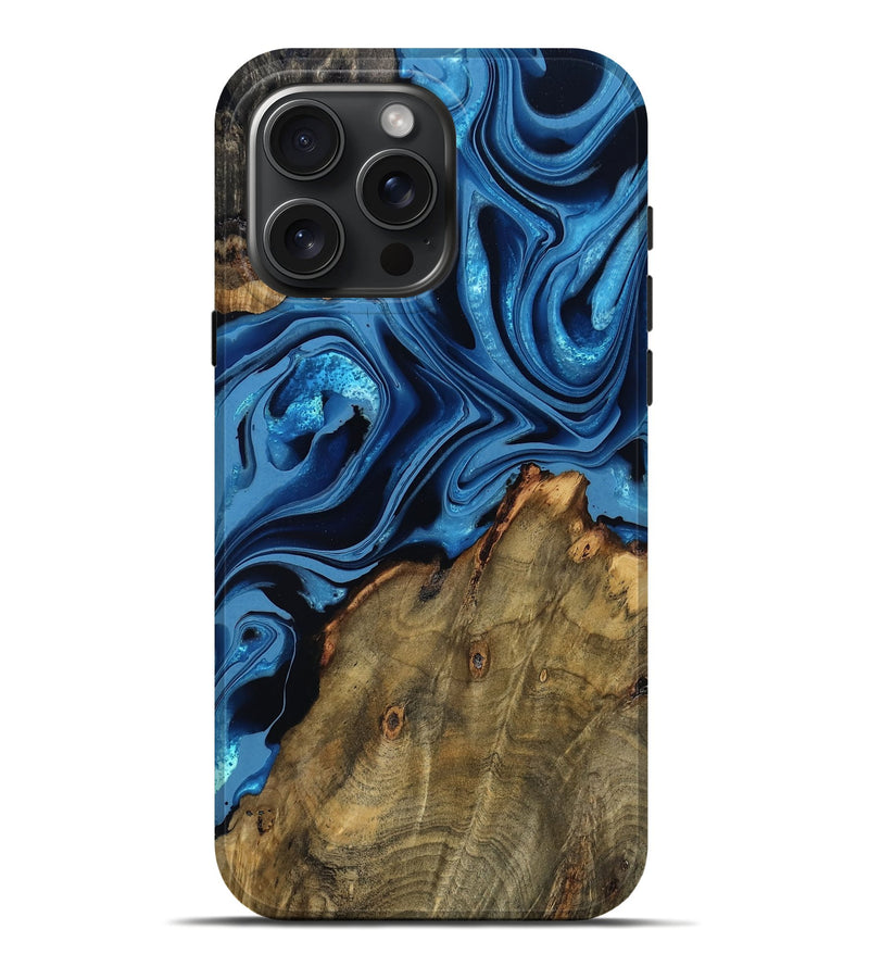 iPhone 16 Pro Max Wood Live Edge Phone Case - Garth (Blue, 795576)