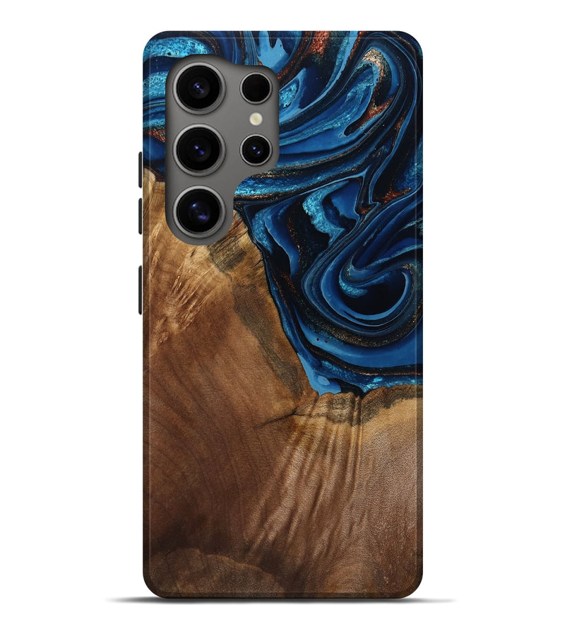 Galaxy S25 Ultra Wood Live Edge Phone Case - Beyonce (Teal & Gold, 795577)