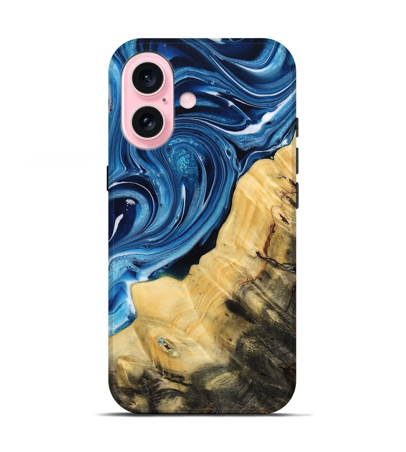 iPhone 17 Wood Live Edge Phone Case - Alda (Blue, 795578)