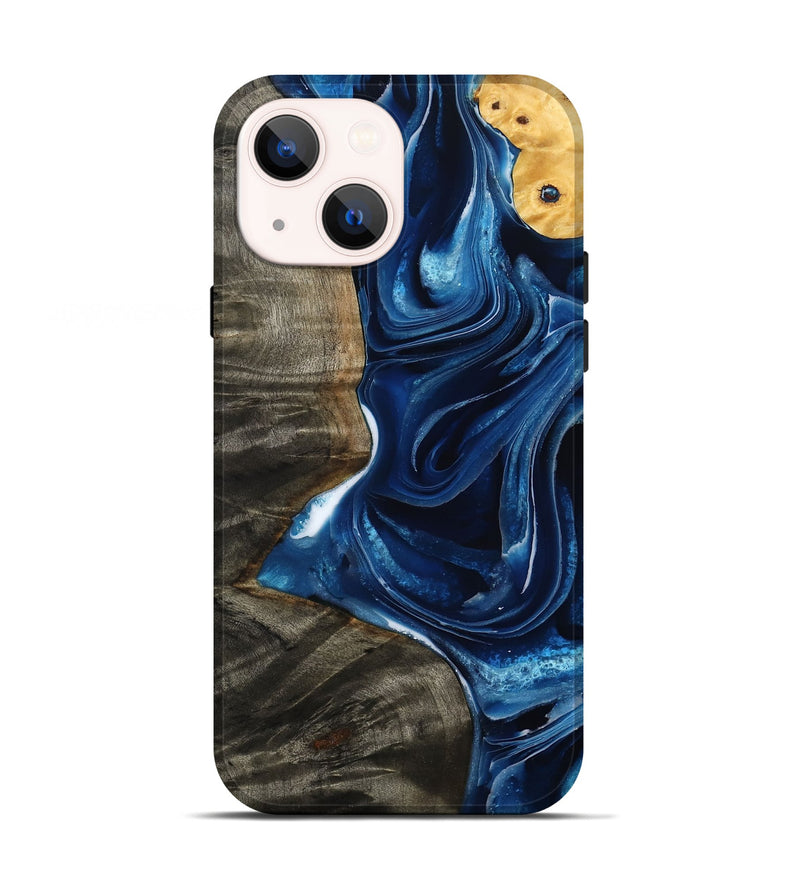 iPhone 13 Wood Live Edge Phone Case - Cassidy (Blue, 795590)