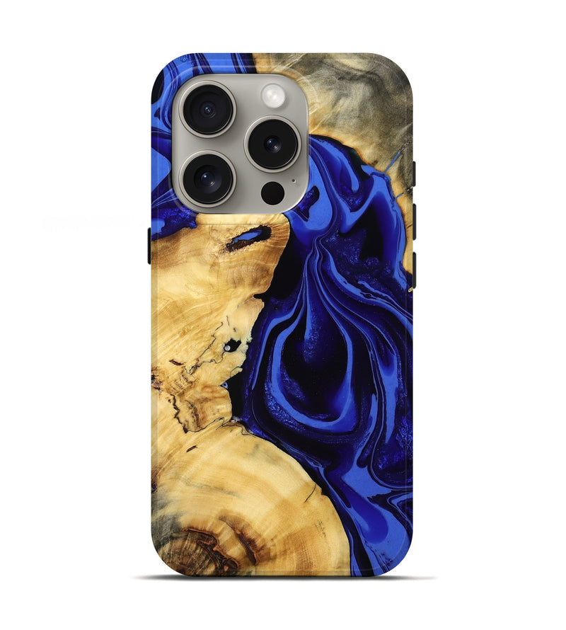 iPhone 16 Pro Wood Live Edge Phone Case - Edd (Blue, 795597)