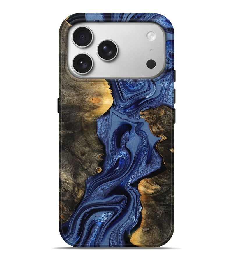 iPhone 17 Pro Max Wood Live Edge Phone Case - Ivy (Blue, 795598)