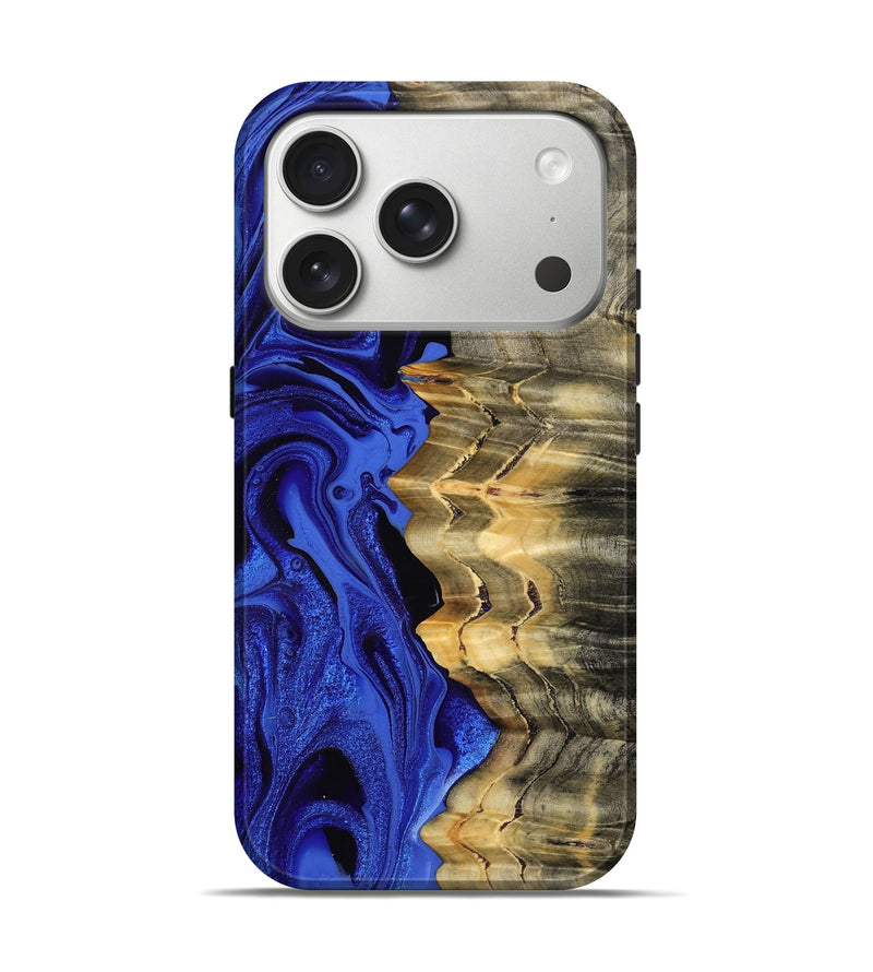 iPhone 17 Pro Wood Live Edge Phone Case - Elva (Blue, 795601)
