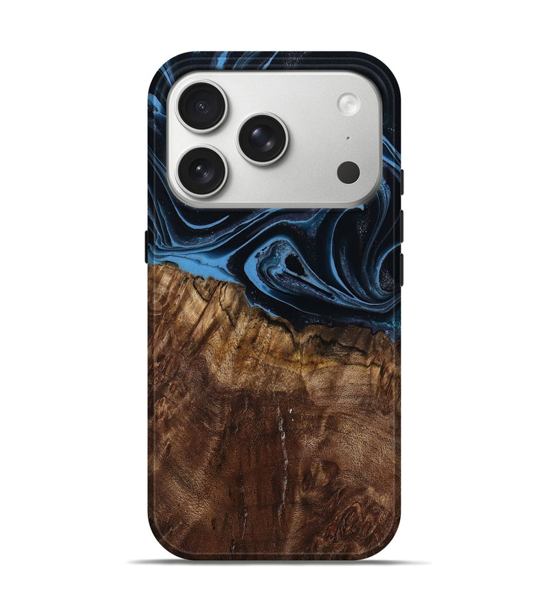 iPhone 17 Pro Wood Live Edge Phone Case - Lavern (Blue, 795603)